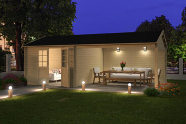 8711471104983 1009533 Outdoor Life Products Tuinhuis Blokhut met Overkapping Octavio 681x380 3