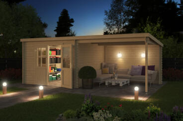 8717209243351 1008014 Outdoor Life Products Tuinhuis Blokhut met Overkapping Orlando 581x292 3