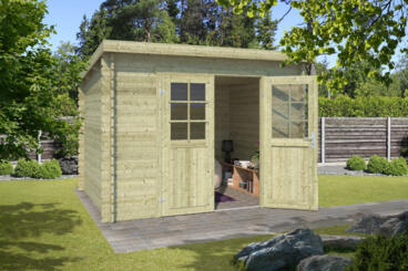 8711471200791 1009591 Outdoor Life Products Tuinhuis Blokhut Nadia 275x230 Olijfgroen Geïmpregneerd 2