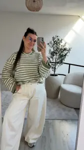 STRIPED KNIT GROEN
