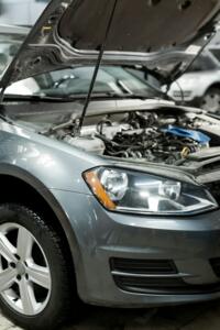 Engine oil change. Car repair. Service station.