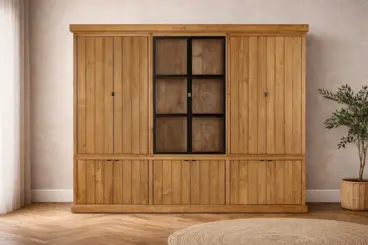 teak buffet vitrinekast maatwerk