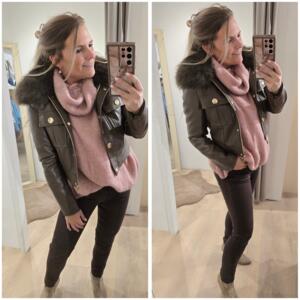 Lederlook jasje choco
