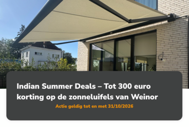 Weinor zonneluifel met tot €300 korting bij Suncomfort Aalst en Asse