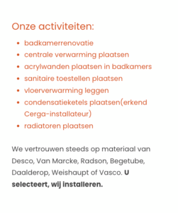 Badkamerrenovatie, vloerverwarming en Cerga condensatieketels in Hove en regio Antwerpen, Saniver met 35 jaar ervaring