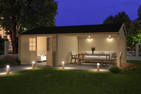 8711471104983 1009533 Outdoor Life Products Tuinhuis Blokhut met Overkapping Octavio 681x380 3