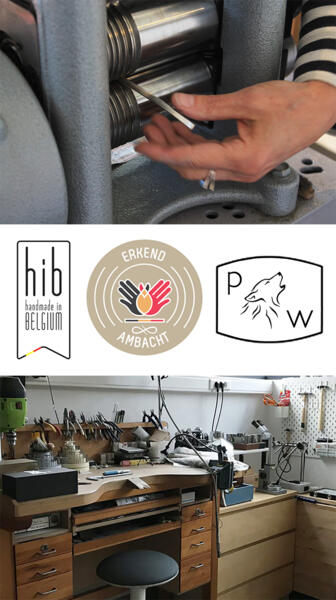 atelier Pallasart erkend goudsmid, handmade in Belgium label en geregistreerd bij de Koninklijke munt van België