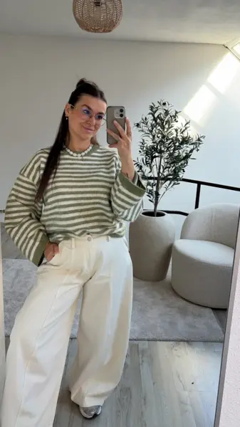 STRIPED KNIT GROEN