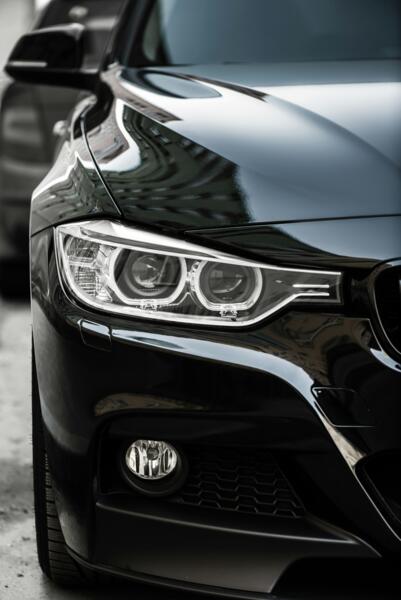 Close-up photo of car headlights
