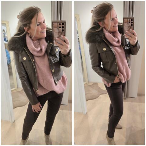 Lederlook jasje choco