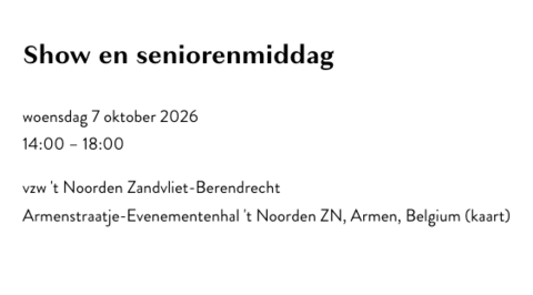 Show en seniorenmiddag in Zandvliet met Koen Crucke, Daisy Thys en Alfredo Lorenzo