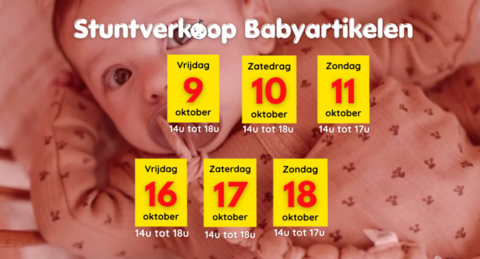 Babyuitzet shoppen met 40% tot 75% korting tijdens de stuntverkoop in Wilrijk