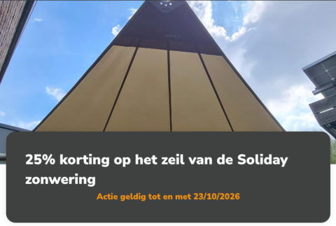 25% korting op Soliday zeilzonwering bij Suncomfort Aalst en Asse