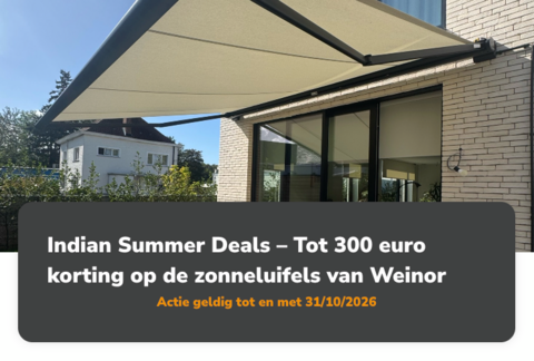 Weinor zonneluifel met tot €300 korting bij Suncomfort Aalst en Asse