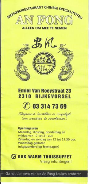 An fong meeneemrestaurant in Rijkevorsel