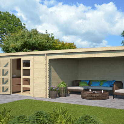 8711471582170 1022564 Outdoor Life Products Tuinhuis Blokhut met Overkapping Olenka 710x330 2