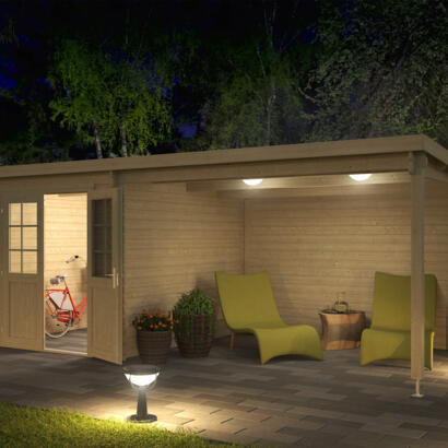 8711471581517 1022498 Outdoor Life Products Tuinhuis Blokhut met Overkapping Sunniva 570x275 3   kopie