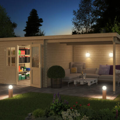 8717209243351 1008014 Outdoor Life Products Tuinhuis Blokhut met Overkapping Orlando 581x292 3