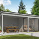 8711615183089 1060262 Outdoor Life Products Tuinhuis Blokhut met Overkapping Julia 295x295 + Aanbouw Platinum Grey 2