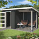 8711471201699 1009681 Outdoor Life Products Tuinhuis Blokhut met Overkapping Jelle 370x175 Carbon Grey Wit 2