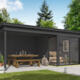8711615183096 1060263 Outdoor Life Products Tuinhuis Blokhut met Overkapping Julia 295x295 + Aanbouw Carbon Grey 2
