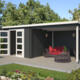 8711471581609 1022507 Outdoor Life Products Tuinhuis Blokhut met Overkapping Manuel 600x275 Carbon Grey Wit 2