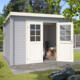 8711471201439 1009655 Outdoor Life Products Tuinhuis Blokhut Nadia 275x230 Platinum Grey Wit 2