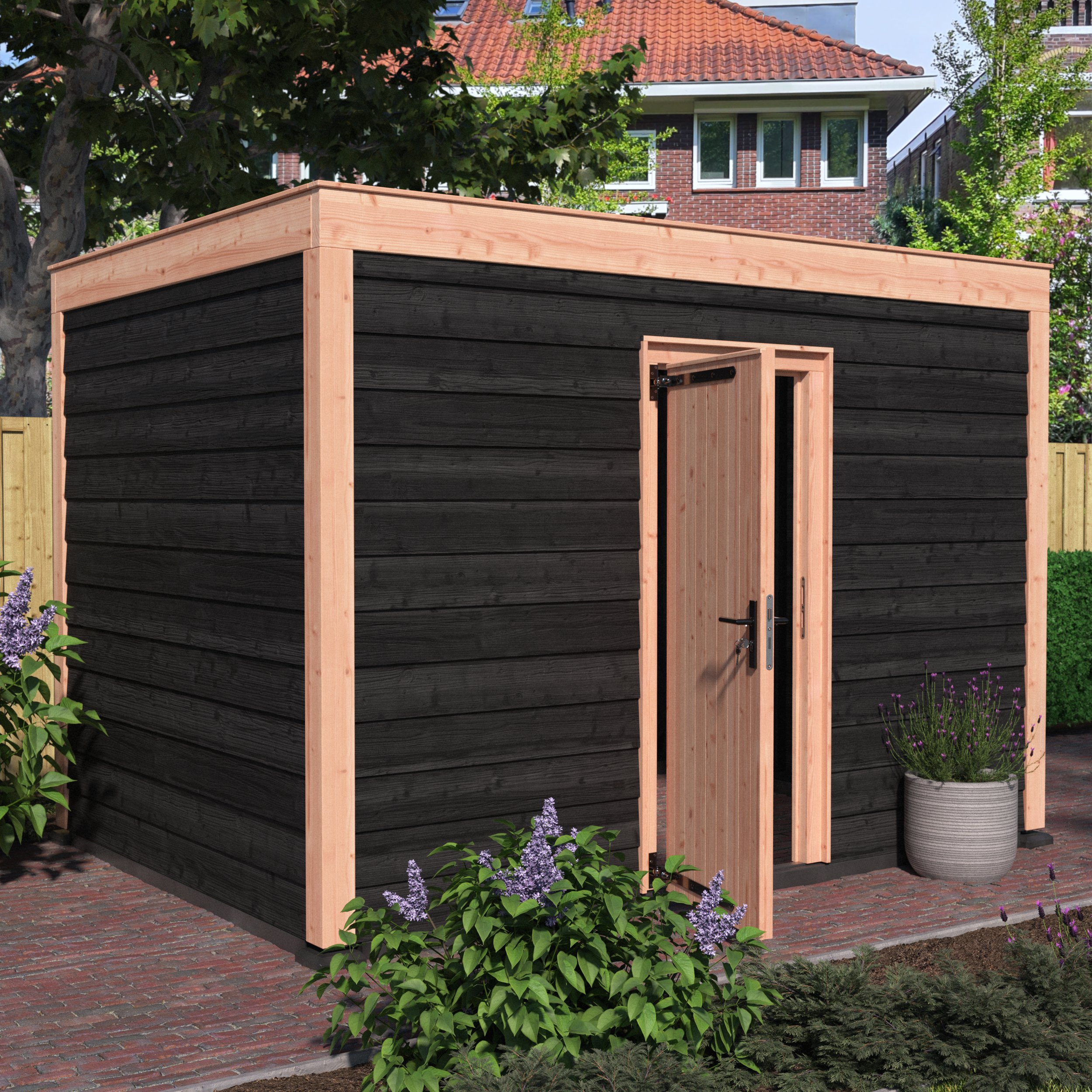 Tuinhuis douglas 244,8 x 354,9 x 254,9 cm Zweeds rabat zwart