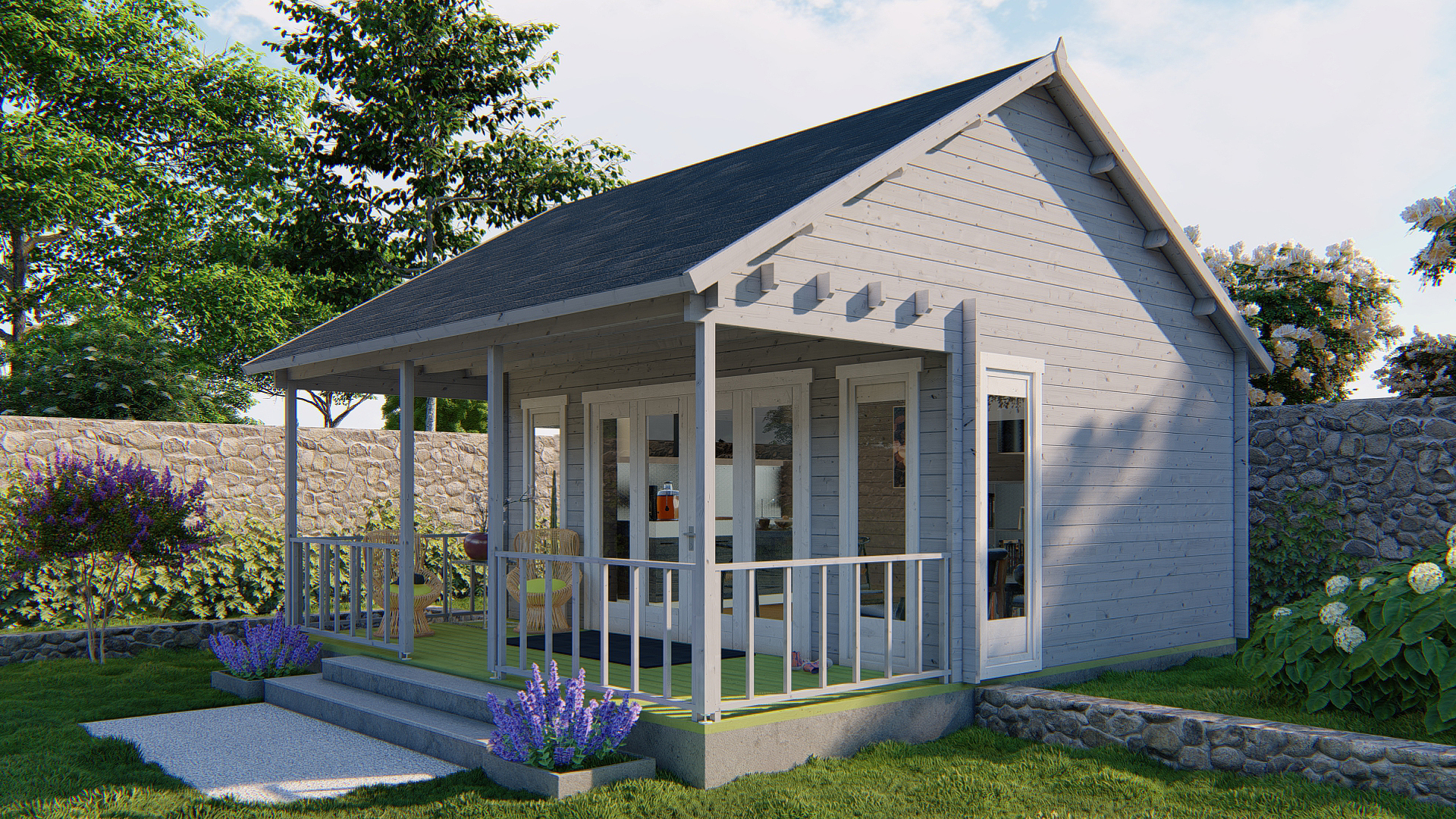 Blokhut - Tuinhuis Olaug | 44 mm | vuren onbehandeld