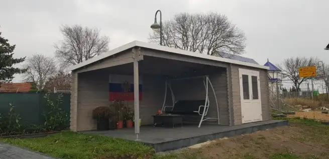 Blokhut met overkapping St. Louis 681x292 Onbehandeld vuren