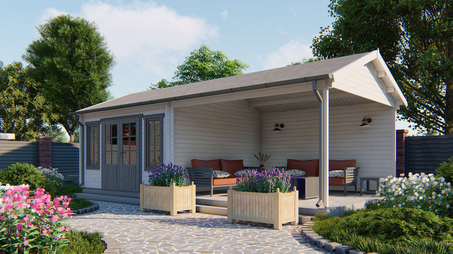 Blokhut - Tuinhuis Kwaspa | 44 mm | vuren onbehandeld