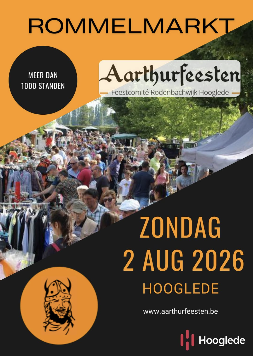 DE IDEALE DAGUITSTAP: Zondag 2 augustus 2026 Rommelmarkt Aarthurfeesten Hooglede!