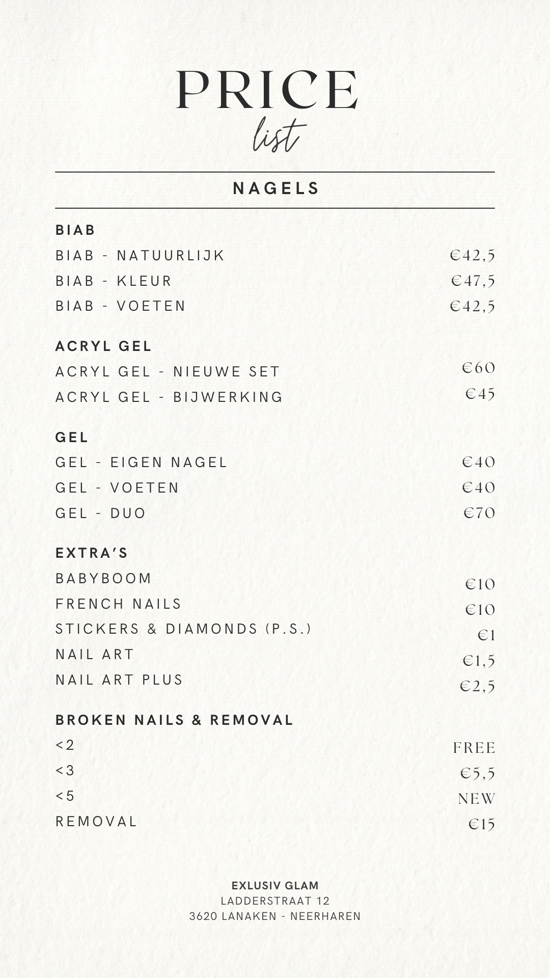 Exclusiv Glam Lanaken BIAB, gelnagels, lash lift & gelaatsverzorging