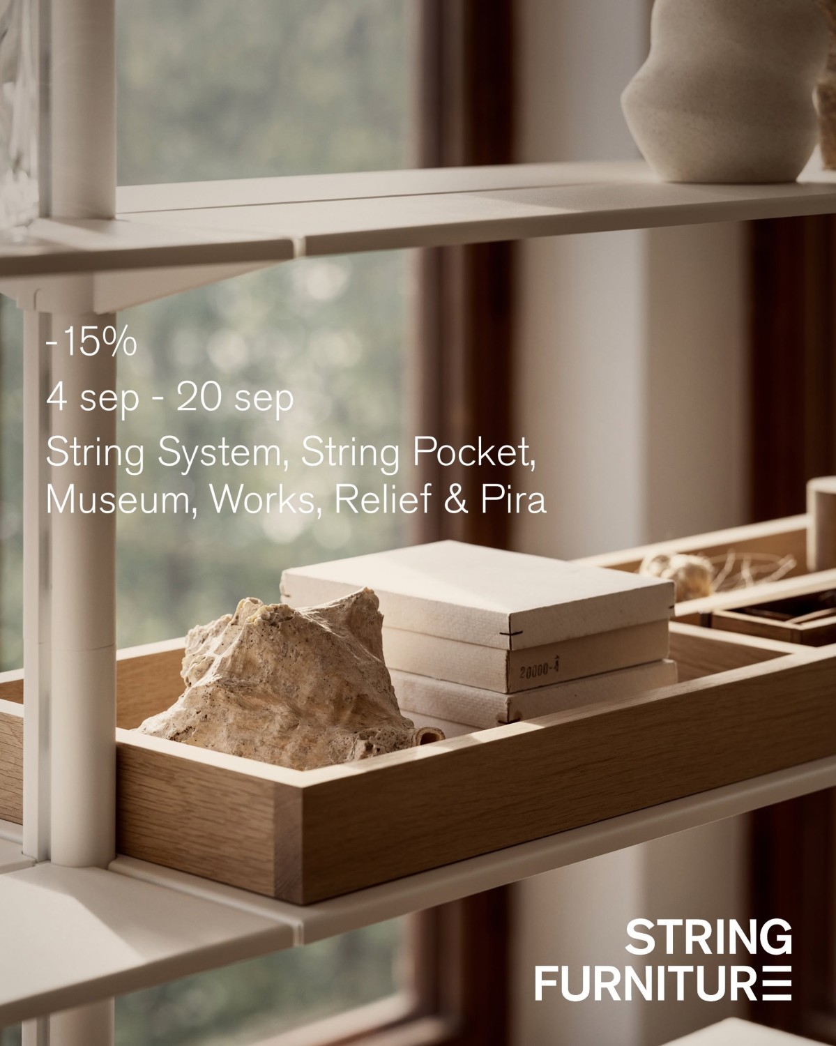 15% korting op String Furniture bij Sublim in Lokeren van 4 tot 20 september 2026