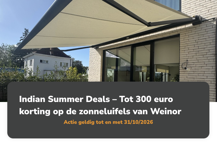 Weinor zonneluifel met tot €300 korting bij Suncomfort Aalst en Asse